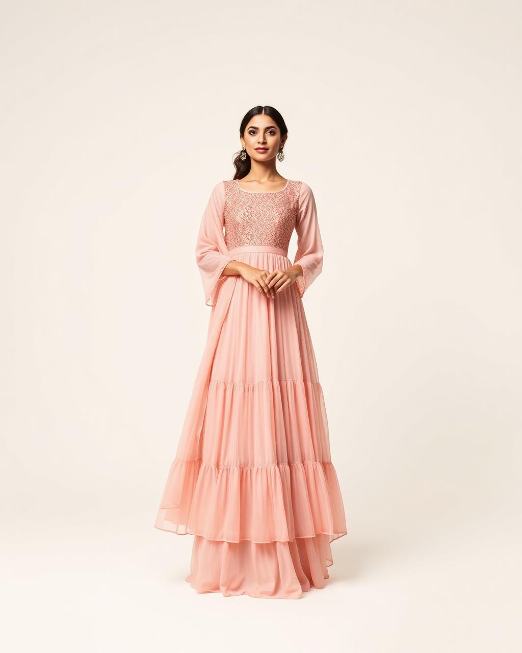 Sahar Blush Anarkali — Silk georgette with resham work