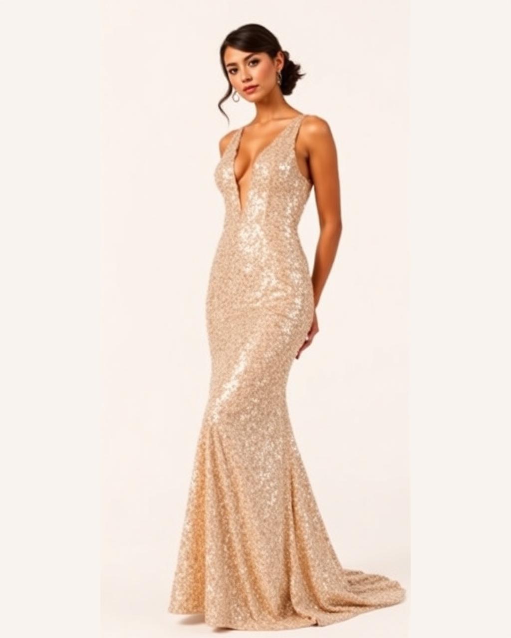 Zoya Sequin Gown — Hand-set glass sequins on mesh