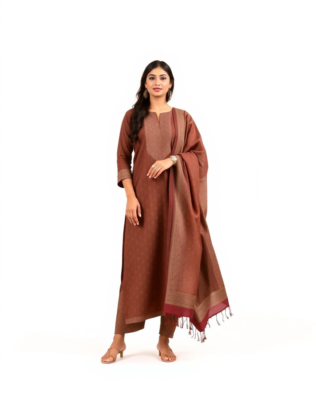 Ilma Handloom Kurta — Handloom cotton silk with dupatta